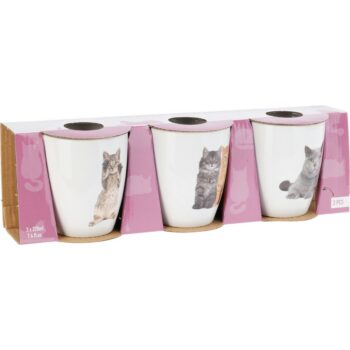 Súprava kameninových hrnčekov Cats 3 ks, 220 ml