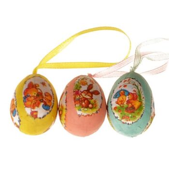 Súprava veľkonočných vajíčok s jarným motívom v. 4 cm, 12 ks v balení