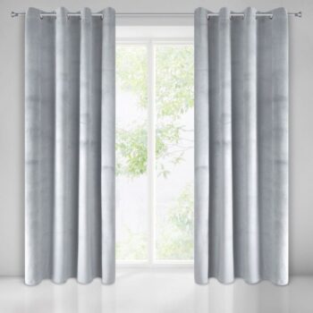 Svetlosivé hotové závesy so zavesením na kruhy materiálu velvet 140 x 250 cm