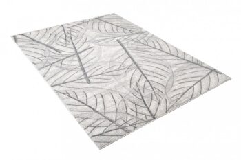 Svetlý krémový moderný koberec s motívom listov Šírka: 120 cm | Dĺžka: 170 cm