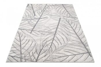 Svetlý krémový moderný koberec s motívom listov Šírka: 80 cm | Dĺžka: 150 cm