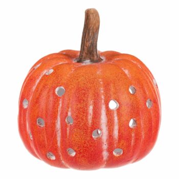 Svietnik Tekvička s otvormi oranžová, keramika, priemer. 14 cm