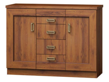 Kombinovaná komoda TADEAS je vhodná do tradičných aj moderných interiérov.Rozmery v/š/h 90 x 120 x 44 cm. Farba: storočný dub.Je vyrobené z kvalitných LTD dosiek o hrúbke 16 mm a 32 mm. Je dvojdverová. Disponuje tiež štyrmi zásuvkami.Patrí do štýlového sektorového nábytku TADEAS, ktorý je v rustikálnom štýle. Vďaka viacerým prvkom si vytvoríte obývačku, jedáleň či spálňu podľa vašich predstáv.Dodávame v demontovanom stave.