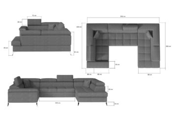 Sedačka TARISA patrí medzi veľké účkové sedačky. Očarí luxusnou plochou na sedenie ako aj štýlovým dizajnom, ktorý upúta na prvý pohľad. Ladné tvary, jemné prešívanie a  vysoké lesklé nožičky vytvárajú elegantný komplex, ktorý sa stane dominantným prvkom v miestnosti. Štýlové polohovateľné opierky hlavy ako aj dekoračné vankúšiky, ktoré sú súčasťou sedačky, dodávajú sedačke luxus a šmrnc. Kovové nožičky sú chrómované v striebornej farbe. Vďaka funkcii rozkladu si vytvoríte spaciu plochu 125 x 265 cm, vhodnú na príležitostné spanie. Dolphinmechanizmus zabezpečí jednoduchú manipuláciu pri rozklade sedačky. Sedačka je vyrobená v kombinácii vlnovcovej pružiny a PUR peny. Touto kombináciou získate maximálne pohodlie pri sedení či leňošení. Na sedaciu časť bola použitá vysoko kvalitná HR pena o hustote T3030. Hustota peny opierok je T2542. Sedačka je vyrobená v pravom prevedení rohu. Je celočalúnená, vhodná aj na umiestnenie v priestore. Na čalúnenie je použitá kvalitná látka Sawana 21. Celkové rozmery (š/v/h): 350 x 90 x 202cm, výška sedačky bez opierok je 70 cm. Hĺbka sedenia 60 cm, výška sedenia 43 cm.V našej ponuke nájdete túto sedačku aj v opačnom prevedení rohu ako aj v ďalších módnych a štýlových farbách.