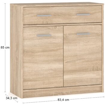 Dovoľte jednoduchosti a elegancii dvojdverovej komody so zásuvkou TAVIR CH-1DRW2D vyniknúť a zútulniť Váš domov. Dokonalé farebné prevedenie navodí to správne teplo domova. Prevedenie dub sonoma je veľmi obľúbené a často vyhľadávané. Komoda pozostáva z jednej zásuvky, ktorá poskytne úložný priestor…