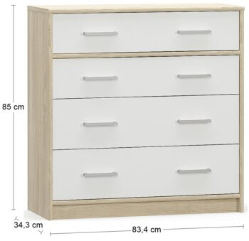 Dovoľte jednoduchosti a elegancii zásuvkovej komody TAVIR CH-4DRWS vyniknúť a zútulniť Váš domov. Dokonalá súhra farieb navodí to správne teplo domova. Kombinácia farebného prevedenia dub sonoma / biela, je veľmi obľúbené a často vyhľadávané. Komoda pozostáva zo štyroch zásuviek, ktoré Vám poskytnú…