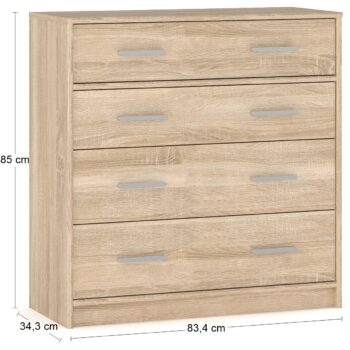 Dovoľte jednoduchosti a elegancii zásuvkovej komody TAVIR CH-4DRWS vyniknúť a zútulniť Váš domov. Dokonalé farebné prevedenie navodí to správne teplo domova. Prevedenie dub sonoma je veľmi obľúbené a často vyhľadávané. Komoda pozostáva zo štyroch zásuviek, ktoré Vám poskytnú dostatočný úložný…