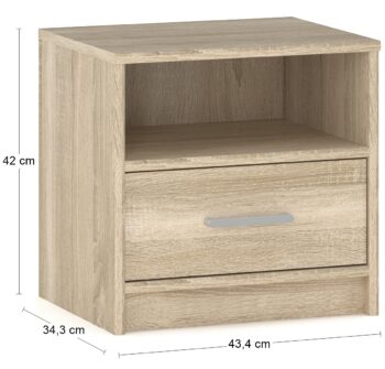 Pri každej dobrej posteli by bez pochyby nemal chýbať nočný stolík TAVIR N, ktorý okrem vrchnej dosky na odloženie napríklad lampičky, ponúka aj otvorený úložný priestor a jednu zásuvku, do ktorej si odložíte veci, ktoré chcete mať stále po ruke. Dokonalé farebné prevedenie navodí to správne teplo…