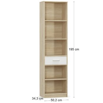 Jednoduchosť a elegancia regálu TAVIR PB-1DRW vynikne a zútulní Váš domov. Dokonalá súhra farieb navodí to správne teplo domova. Kombinácia farebného prevedenia dub sonoma / biela, je veľmi obľúbené a často vyhľadávané. Regál ponúka otvorený úložný priestor s troma policami a bonusom je praktická…