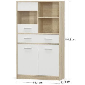 Elegantná a jednoduchá trojdverová vitrína so zásuvkou TAVIR PB-1DRW2D1SC sa bude nádherne vynímať vo Vašej domácnosti a vytvorí útulnú atmosféru. Vitrína má dvoje dvierka v spodnej časti, za ktorými sa nachádza priestor predelený policou, vo vrchnej časti sa nachádzajú presklené dvieka a otvorená…