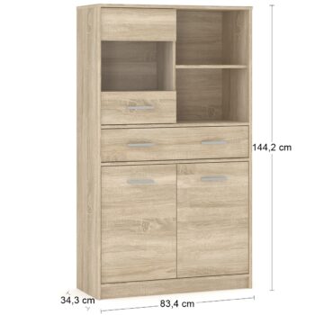 Elegantná a jednoduchá trojdverová vitrína so zásuvkou TAVIR PB-1DRW2D1SC sa bude nádherne vynímať vo Vašej domácnosti a vytvorí útulnú atmosféru vďaka svojmu krásnemu prevedeniu dub sonoma. Vitrína má dvoje dvierka v spodnej časti, za ktorými sa nachádza priestor predelený policou, vo vrchnej…