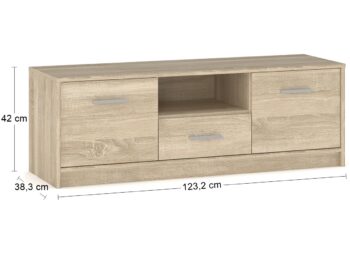 TV stolík TAVIR TV-1DRW2D zútulní Váš domov svojou jednoduchosťou a eleganciou. Stolík Vám okrem priestrannej vrchnej dosky ponúkne aj dve uzavreté skrinky s dvierkami, jednu zásuvku a nad ňou otvorený úložný priestor na uloženie napríklad seto-boxu. Dokonalé farebné prevedenie navodí to správne…