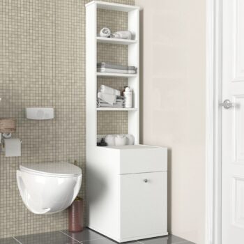 Moderná a praktická kúpeľňová skrinka TENESSI je ideálna do kúpeľne či WC a bude vašim praktickým každodenným pomocníkom. Skriňa obsahuje regál do ktorého viete uložiť čistiace prostriedky, či iné predmety. Taktiež disponuje dvoma zásuvkami a aj úložným priestorom skrytým pod výklopom.Farebné prevedenie: biela matnáMateriál: 18 mm LTDRozmery: š39,6 x v167,8 x h52,2 cm (ostatné rozmery v nákrese)Dodávame v demonte.  