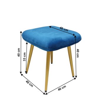 KONDELA Terona taburetka modrá (Velvet) / zlatá - Image 2