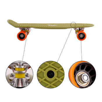 KONDELA Tesal skateboard zelená / červená – Obrázok 2