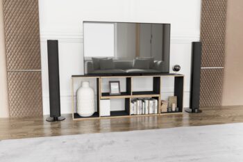 Zaujímavým dizajnovým prvkom vašej obývačky môže byť štýlový a funkčný modulový systém TETRIS.Zaujímavo vymyslený modulárny systém vás upúta viacerými možnosťami použitia. Vďaka neobmedzenému množstvu variácií si z dvoch samostatných dielov viete poskladať TV stolík rôznych tvarov, obývaciu stenu, ale tiež štýlovú knižnicu, či praktický dizajnový regál. Pozrite si naše propagačné VIDEO.Vkusný modulový systém TETRIS sa hodí k akémukoľvek štýlu a bude naň vždy príjemný pohľad.Vlastnosti:Systém Tetris kombinuje praktickosť s moderným dizajnomŠikovnou rozkladacou konštrukciou si môžete ľahko upraviť interiérNa výrobu dosky bol použitý kvalitný LTD materiálMatná povrchová úprava dotvára celkový dizajnDekor dreva dub Craft zlatý v kombinácii s farbou grafitRozmery 1 ks modulu:  112,8 x 30 x 56,5 cm (ďalšie rozmery na obr.)Modulárny systém obsahuje 2 moduly. Dodávame v demontovanom stave.