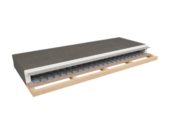 Pružinový matrac TIAGO 90 STANDARD 90x198 cm v sivej tkanine Sawana 17 je matrac na drevenom ráme, ktorý je určený k posteliam Malcolm LOZ/90 a Indiana JLOZ90. Tvoria ho bonellové pružiny, ktoré sú pokryté pružinou a polyuretánovou penou. Matrac je vysoký&nbsp…