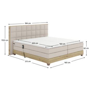 Predstavujeme vám modernú elektrickú polohovaciu manželskú posteľ Tiana s rozmermi 160x200 cm v elegantnom farebnom prevedení béžová / dub artisan. Táto posteľ je ideálnym riešením pre tých, ktorí hľadajú komfort a štýl v jednom. Vďaka svojmu modernému vzhľadu sa dokonale hodí do každého…