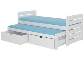 Praktickosť a funkčnosť drevenej detskej postele s prístelkou TIGRIS 80x180 cm v krásnom, čistom bielom prevedení, je ukrytá v jej jednoduchom dizajne. Vyrobená je z kvalitného borovicového dreva lakovaná striekaním. Je vhodná pre dve osoby vďaka prístelke, ktorá je jej súčasťou. Rolovací rošt,…