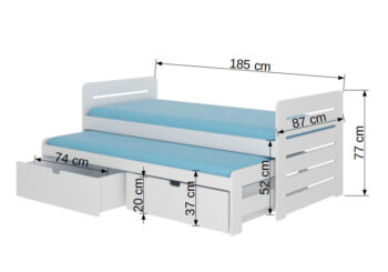 Praktickosť a funkčnosť drevenej detskej postele s prístelkou TIGRIS 80x180 cm v krásnom, čistom bielom prevedení, je ukrytá v jej jednoduchom dizajne. Vyrobená je z kvalitného borovicového dreva lakovaná striekaním. Je vhodná pre dve osoby vďaka prístelke, ktorá je jej súčasťou. Rolovací rošt,…