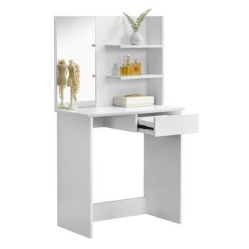 Krásny a elegantný toaletný stolík BELEZA Vás očarí hneď na prvý pohľad. Rozmery stolíka sú (ŠxHxV): 75x40x134,5 cm. Na jeho výrobu bola použitá kvalitná laminovaná DTD (drevotriesková doska), ktorá má hrúbku korpusu 16 mm. Vyniká svojím minimalistickým štýlom, ktorým si získa srdce nejednej mladej…