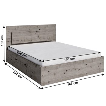 KONDELA Togos posteľový rám s led osvetlením 160x200 cm dub welington – Obrázok 2