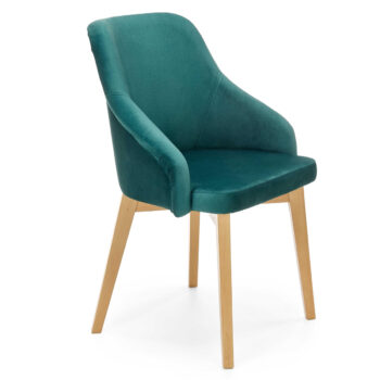 Jedálenská stolička Toledo 2 v tmavozelenej farbe s medovým odtieňom duba je ideálnym doplnkom do každej moderného interiéru. Jej elegantný dizajn a kvalitné materiály z nej robia skvelú voľbu pre vašu kuchyňu alebo jedáleň.