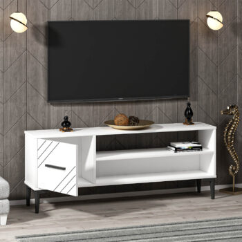 TV stolík TOPAS - elegantný a praktický doplnok pre vašu obývaciu izbuTV stolík TOPAS je ideálnou voľbou pre tých, ktorí hľadajú moderné a funkčné riešenie do svojej obývačky. Jeho kompaktný dizajn ponúka dostatok úložného priestoru bez toho, aby zaberal príliš miesta.Vyrobený z kvalitného LTD materiálu s hrúbkou 18 mm, TV stolík TOPAS je zárukou pevnosti a dlhej životnosti. Stolík je vybavený skrinkou s jednými dvierkami a jednou zásuvkou, čo zaisťuje dostatočný priestor na uloženie vašich multimediálnych zariadení a ďalších potrebností. Plastové úchytky umožňujú ľahké otváranie a zatváranie, zatiaľ čo jeho minimalistický dizajn sa hodí do každého moderného interiéru.Hlavné vlastnosti produktu:Typ tovaru: TV stolíkVhodné do miestnosti: obývacia izbaMateriál: LTDRozmery: 48.2 x 120 x 29.6 cmFarba: bielaVybavenie: skrinka a 1 zásuvkaPočet dvierok: 1Úchytky: plastDodatočné informácie: Dodávame v demonte, plastové nožičkyTV stolík TOPAS je dodávaný v demontovanom stave, čo uľahčuje jeho prepravu a montáž. Plastové nožičky zaisťujú stabilitu a chránia vašu podlahu pred poškriabaním.