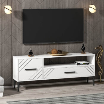 TV stolík TOPAS - elegantný a praktický doplnok pre vašu obývaciu izbuTV stolík TOPAS je ideálnou voľbou pre tých, ktorí hľadajú moderné a funkčné riešenie do svojej obývačky. Jeho kompaktný dizajn ponúka dostatok úložného priestoru bez toho, aby zaberal príliš miesta.Vyrobený z kvalitného LTD materiálu s hrúbkou 18 mm, TV stolík TOPAS je zárukou pevnosti a dlhej životnosti. Stolík je vybavený skrinkou s jednými dvierkami a jednou zásuvkou, čo zaisťuje dostatočný priestor na uloženie vašich multimediálnych zariadení a ďalších potrebností. Plastové úchytky umožňujú ľahké otváranie a zatváranie, zatiaľ čo jeho minimalistický dizajn sa hodí do každého moderného interiéru.Hlavné vlastnosti produktu:Typ tovaru: TV stolíkVhodné do miestnosti: obývacia izbaMateriál: LTDRozmery: 48.2 x 120 x 29.6 cmFarba: bielaVybavenie: skrinka a 1 zásuvkaPočet dvierok: 1Úchytky: plastDodatočné informácie: Dodávame v demonte, plastové nožičkyTV stolík TOPAS je dodávaný v demontovanom stave, čo uľahčuje jeho prepravu a montáž. Plastové nožičky zaisťujú stabilitu a chránia vašu podlahu pred poškriabaním.