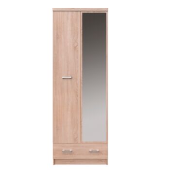 Predstavujeme vám dvojdverovú šatníkovú skriňu so zrkadlom Topty Typ 38 v elegantnom prevedení dub sonoma, ktorá je ideálnym riešením pre moderné interiéry. Táto skriňa je navrhnutá tak, aby poskytovala dostatok úložného priestoru a zároveň sa stala štýlovým doplnkom vašej domácnosti.