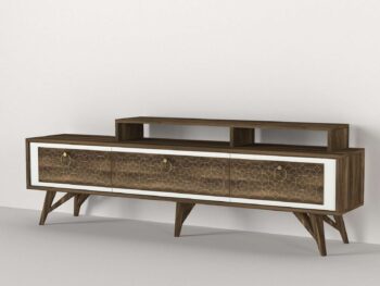 Predstavujeme TORO, TV stolík, ktorý prináša do vašej obývačky eleganciu a moderný dizajn s orientálnym nádychom. Tento štýlový nábytok v kombinácii bielej a orechovej farby je navrhnutý tak, aby poskytoval praktické a estetické riešenie pre vaše multimediálne zariadenia a ďalšie potreby.Detailné špecifikácieTyp tovaru: TV stolíkMateriál: Kvalitná LTD s hrúbkou materiálu 18 mm, zaisťujúca odolnosť a dlhú životnosť.Rozmery: 62.5 x 180 x 30 cm, ideálny pre moderné obývacie priestory.Farba: Elegantná kombinácia bielej a orechovej, ktorá dodáva priestoru moderný a príjemný vzhľad.Vybavenie: Regálka a 3 skrinky, poskytujúce dostatok úložného priestoru pre elektroniku, knihy alebo dekorácie.Štýl: Orientálny, ktorý prináša do vášho interiéru exotický a upokojujúci prvok.Dodatočné informácie: Produkt je dodávaný v demontovanom stave, čo uľahčuje transport a montáž.TV stolík TORO je ideálnou voľbou pre tých, ktorí hľadajú moderný a funkčný nábytok s elegantným a originálnym vzhľadom. Jeho kombinácia bielej a orechovej farby a orientálny štýl prinášajú do vášho domova sviežosť a moderný štýl, zatiaľ čo poskytujú dostatok úložného priestoru pre všetky vaše potreby.