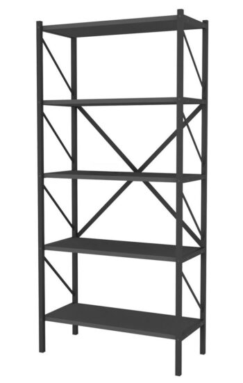 TRIER je regál do obývačky - knižnica, ktorý vás uchváti nie len svojou praktickosťou, ale tiež výhodnou cenou. Je vhodný na odloženie kníh, rôznych dekorácií a podobne.Dosky regálu sú vyrobené z 18 mm drevotrieskovej dosky. Konštrukcia je vyrobená z kovu v čiernom prevedení. Rozmery:Šírka: 66 cmHĺbka: 34 cmVýška: 160 cmŠírka police: 66 cmHĺbka police: 30 cmRozostup políc: 33,5 cmDodávame v demontovanom stave.   