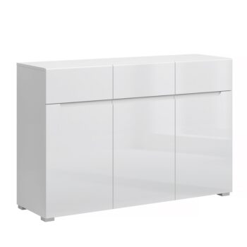 Trojdverová komoda so zásuvkami JOLK 3D3S je elegantnou komodou vyrobenou v jednoduchom modernom štýle. Zaručene nezostane nevyužitá, budete si ju pochvaľovať. Jej biele farebné prevedenie je nadčasové a nikdy neomrzí. Predné fronty sú navyše obohatené o biely extra vysoký lesk HG. Rozmery komody…