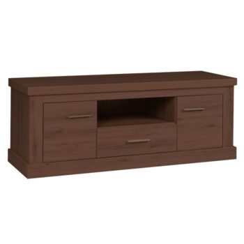 TV stolík HILARD AR9 Vám uľahčí život a nastolí v miestnosti štýl a poriadok. Jeho rozmery sú (ŠxHxV): 143x44x53 cm. Stolík poskytuje bohatý úložný priestor v podobe zásuvky, dvoch skriniek a otvoreného úložného priestoru. Kovové úchytky a farebné prevedenie dub stirling elegantne dopĺňajú jeho…