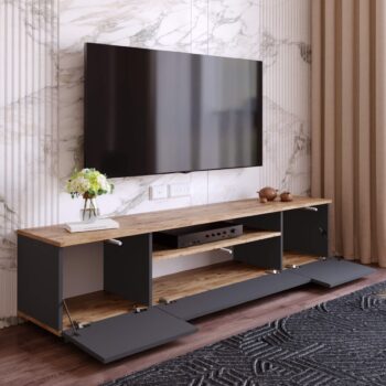 FREY 7 - Moderný televízny stolík Objavte elegantný a dizajnový televízny stolík FREY 7, ideálny pre každú obývaciu izbu, kanceláriu alebo pracovňu. Jeho moderný vzhľad a kvalitné prevedenie dodajú vášmu interiéru nádych sofistikovanosti.  Typ tovaru: stolík TV Materiál: LTD s hrúbkou 18 mm Rozmery: 180 x 44,5 x 44,6 cm Farba: kombinácia borovice a šedé Vybavenie: 3 dverové s plnými dvierkami a praktické odkladacie police Štýl: moderné a dizajnové < li>Tvar: obdĺžnikový a rovný  Kvalitné materiály a precízne spracovanie zaručujú dlhú životnosť a funkčnosť produktu. FREY 7 bude skvelým doplnkom k vašej súčasnej alebo budúcej domácnosti. Nechajte svoj televízor spočinúť na stole, ktorý zaujme nielen svojim dizajnom, ale aj praktickosťou.