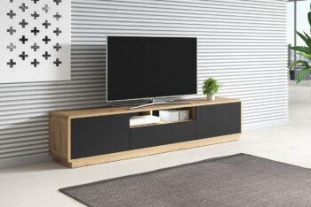 Elegantný sektorový nábytok ARTON je vhodný do moderných dizajnových priestorov. Vyznačuje sa kontrastnými farbami, zaoblenými hranami a pevnou konštrukciou. Sektor ARTON je vyrobený z kvalitnej certifikovanej drevotriesky, ktorá je odolná voči škrabancom a UV žiareniu. Do výklenkov je možnosť doobjednať si LED osvetlenie. Tv stolík ARTON 40 disponuje pevnou konštrukciou a splní všetky očakávania aj náročnejších užívateľov. Stolík má dvoje dvierka za ktorými sa nachádza polica, jednu zásuvku a policu.Materiál: LTD, zaoblené rohy s MDFFarebné prevedenie: taurus/čierny matRozmer: (ŠxVxH) 200 x 44 x 40 cmNábytok je dodávaný v demonte.