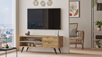 CADDY 1 - Váš ideálny televízny stolík Hľadáte televízny stolík, ktorý by dokonale zapadol do vašej obývačky alebo kancelárie? Predstavujeme CADDY 1 - stolík, ktorý kombinuje funkčnosť s elegantným dizajnom.  Typ tovaru: Stolík TV < strong>Miestnosť: Vhodný pre obývaciu izbu, kanceláriu a pracovňu Materiál: LTD s hrúbkou 18 mm Rozmer:< /strong> 110 x 40 x 44 cm Farba: Borovica Vybavenie: Dvierka plné (skrinka) a regálek< /li> Štýl: Loftové a industriálne prevedenie Tvar: Obdĺžnikový a rovný Počet dverí : 1 dverové  Jeho loftový a industriálny dizajn v kombinácii s borovicovým odtieňom prinesie do vášho interiéru moderný a súčasne útulný nádych. Okrem toho praktické dvierka a regálu ponúkajú dostatok miesta na uskladnenie vašich vecí.