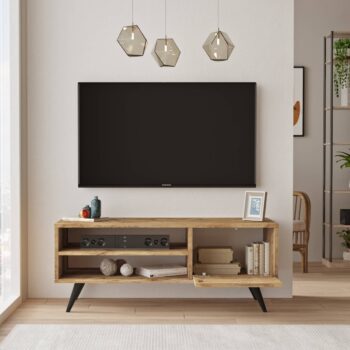 CADDY 1 - Váš ideálny televízny stolík Hľadáte televízny stolík, ktorý by dokonale zapadol do vašej obývačky alebo kancelárie? Predstavujeme CADDY 1 - stolík, ktorý kombinuje funkčnosť s elegantným dizajnom.  Typ tovaru: Stolík TV < strong>Miestnosť: Vhodný pre obývaciu izbu, kanceláriu a pracovňu Materiál: LTD s hrúbkou 18 mm Rozmer:< /strong> 110 x 40 x 44 cm Farba: Borovica Vybavenie: Dvierka plné (skrinka) a regálek< /li> Štýl: Loftové a industriálne prevedenie Tvar: Obdĺžnikový a rovný Počet dverí : 1 dverové  Jeho loftový a industriálny dizajn v kombinácii s borovicovým odtieňom prinesie do vášho interiéru moderný a súčasne útulný nádych. Okrem toho praktické dvierka a regálu ponúkajú dostatok miesta na uskladnenie vašich vecí.