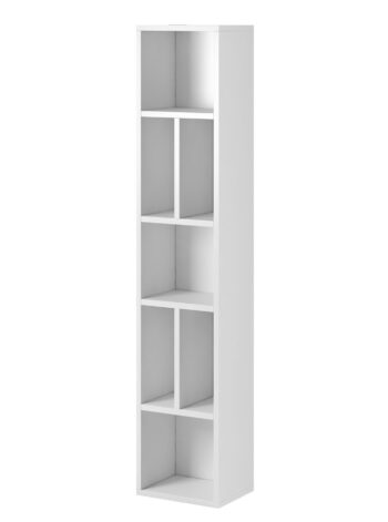 Obývací sektor TALEDO je spojením moderného štýlu a kvalitného prevedenia.Elegantný vysoký regál TALEDO 88 je unikátnym prvkom sektoru TALEDO. Je účelne členený, čím poskytuje odkladací priestor na dekoračné ale aj iné predmety.Farebné prevedenie je v žiadanej čisto bielej farbe. Korpus nábytku je tvorený z bielej lamino dosky. Dodávame v demonte.Rozmery (šírka/ výška/ hĺbka): 32 x 159x 25 cm