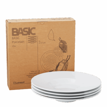 Set porcelánových hlbokých tanierov z línie Basic Chic. Elegantný detail letokruhov na bielom porceláne môžete použiť na každú príležitosť. Je vhodný do umývačky riadu aj mikrovlnnej rúry.