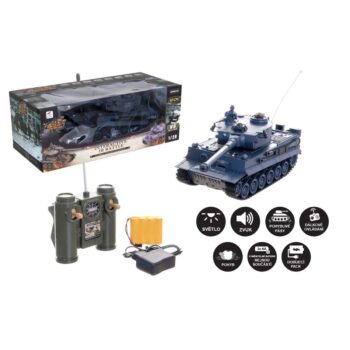 Teddies Tank RC TIGER I  so zvukom a svetlom, 33 cm, na batérie + dobíjací pack 40 MHz