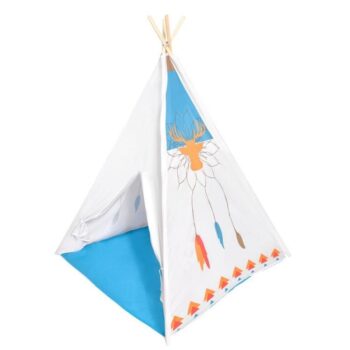Indiánský teepee stan je ideálny pre vnútorné aj vonkajšie hry. Materiál opláštenia vigvamu je 100% polyester. Celá konštrukcia stanu je založená na pevných drevených tyčiach. Stan má vchody s dvomi závesmi a oknom. Mäkká podlaha poskytne pohodlie každému hrajúcemu sa dieťaťu.