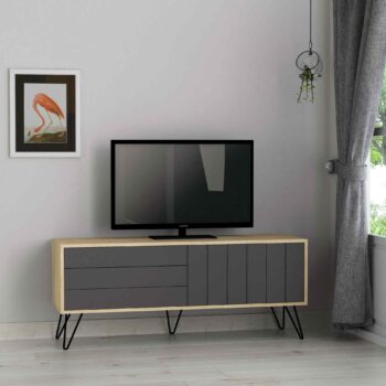 KYOKU TV Stolík: Elegancia pre vašu obývaciu izbu Zariaďte svoju obývaciu izbu s najnovším KYOKU TV stolíkom, ktorý kombinuje funkcionalitu s moderným dizajnom. Typ tovaru: TV stolík Materiál: Vysoko kvalitný melamín, VT laminát a lesklé kovové prvky Rozmer: 57 x 139 x 36 cm Farba: Prírodný dub doplnený o elegantný antracit Funkcia: Systém push to open pre jednoduché otváranie Vybavenie: Výklopné priehradky na uskladnenie vašich multimediálnych zariadení Tvar: Obdĺžnikový a rovný dizajn pre moderný vzhľad Hrúbka materiálu: Robustná 18mm konštrukcia zaručuje dlhú životnosť Nechajte svoju obývačku vyniknúť s KYOKU TV stolíkom. Ideálna voľba pre tých, ktorí hľadajú kvalitu a štýl v jednom.