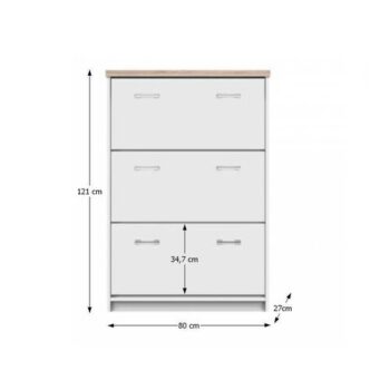 Tempo Kondela Botník 3K, biela/dub sonoma, TOPTY TYP 10