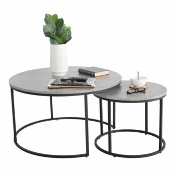 Tempo Kondela Set dvoch konferenčných stolíkov, beton/čierna, IKLIN