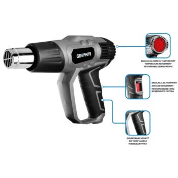 Teplovzdušná pištoľ s výkonom 2000W, 59G526 GRAPHITE