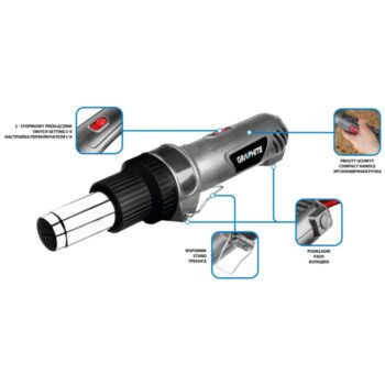 Teplovzdušná pištoľ s výkonom 2000W, rovná rukoväť 59G523 GRAPHITE
