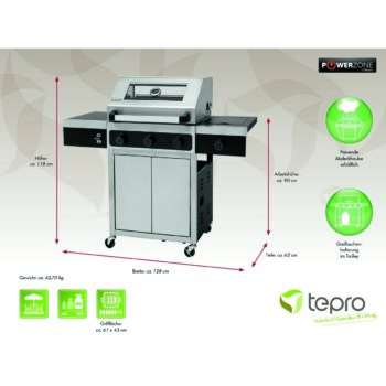 Tepro 3314 Plynový gril Keansburg 3 Special Edition, 3 horáky, 128 x 62 x 118 cm