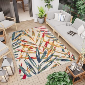 Terasový koberec s farebným motívom lístia Šírka: 80 cm | Dĺžka: 200 cm
