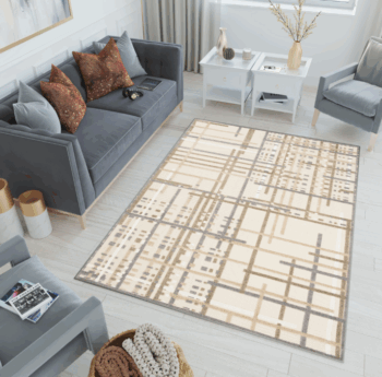 Terasový krémový koberec so sivý detailom Šírka: 80 cm | Dĺžka: 150 cm